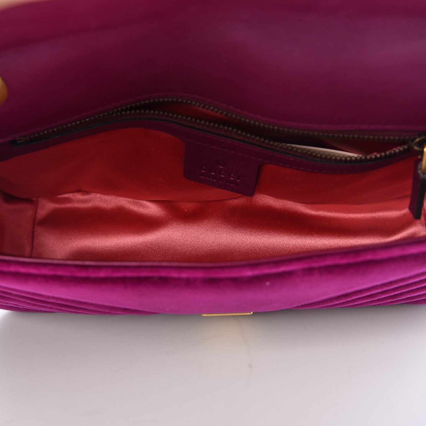 Velvet Matelasse Small GG Marmont Shoulder Bag Fuchsia Violet Cyclamen