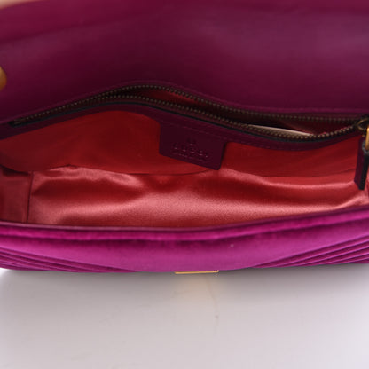 Gucci Velvet Matelasse Small GG Marmont Shoulder Bag Fuchsia Violet Cyclamen 5 of 10