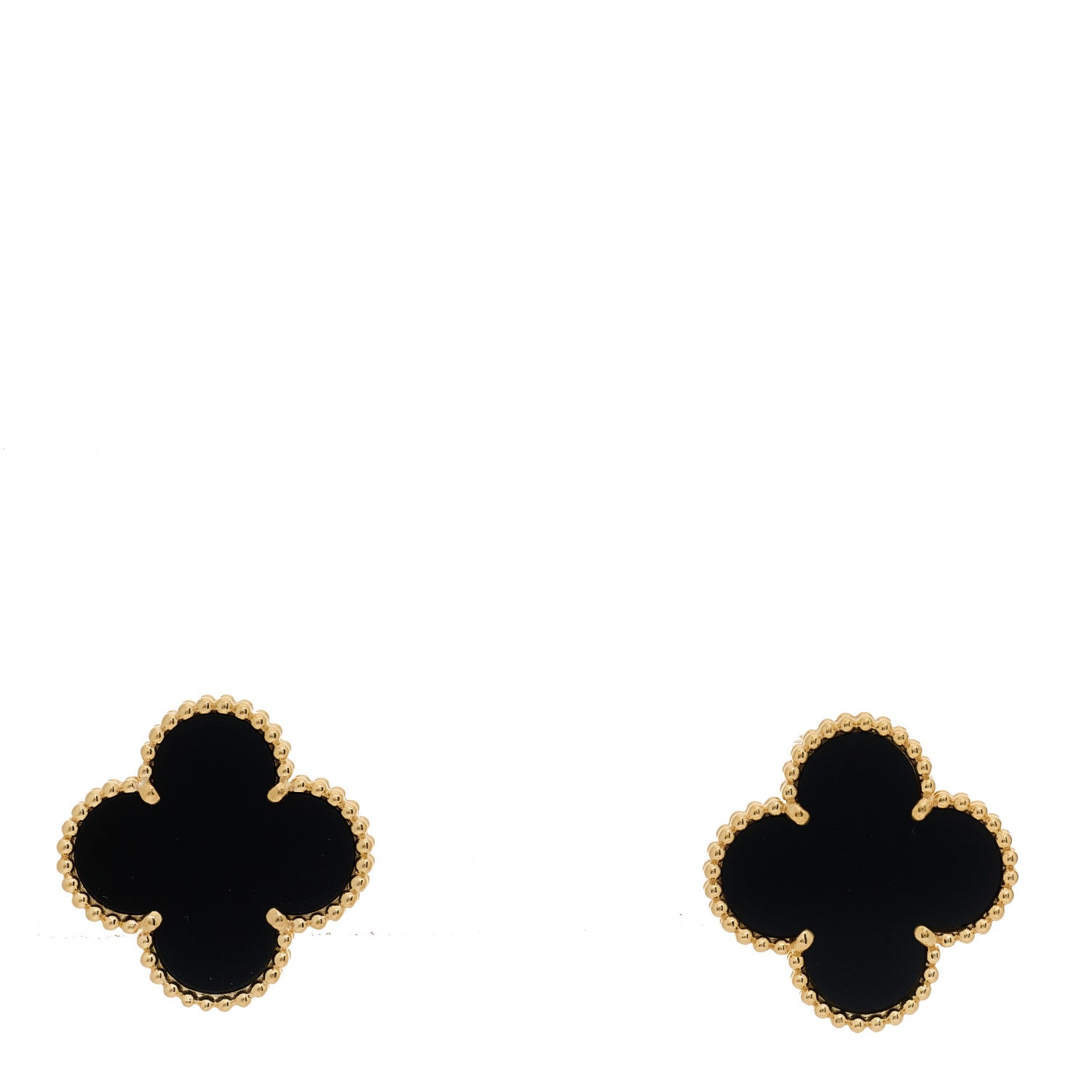 Van Cleef & Arpels 18K Yellow Gold Black Onyx Magic Alhambra Earrings 1 of 5
