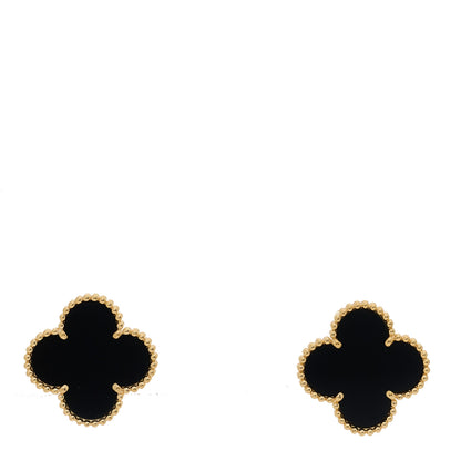Van Cleef & Arpels 18K Yellow Gold Black Onyx Magic Alhambra Earrings 1 of 5