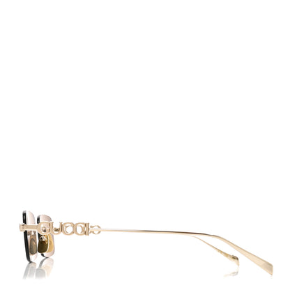 Gucci Metal Logo Rectangle Sunglasses GG1808S Gold 3 of 7