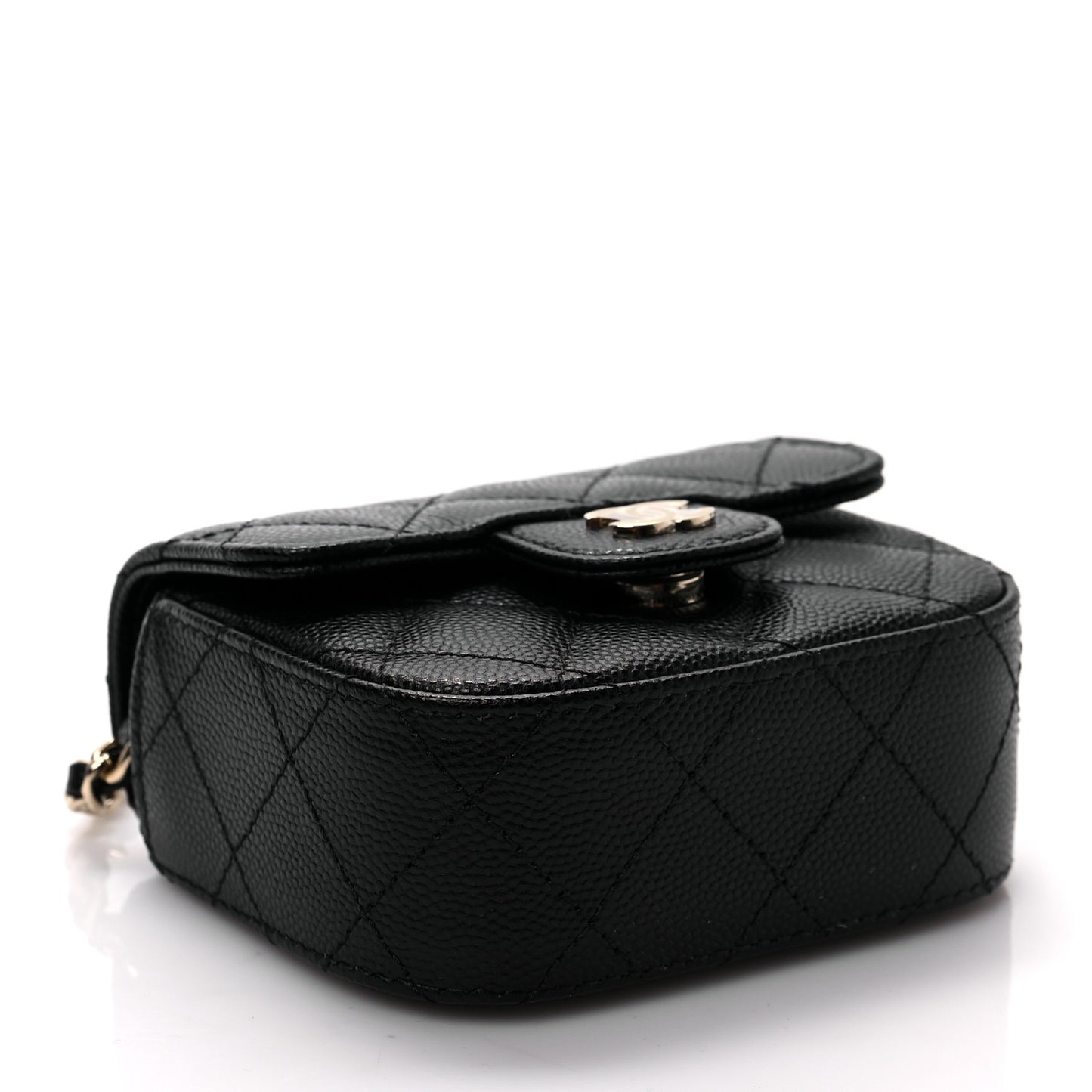 Caviar Quilted Mini Clutch With Chain Black