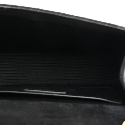 Saint Laurent Suede Mixed Matelasse Triquilt Medium Monogram Satchel  Black 5 of 10