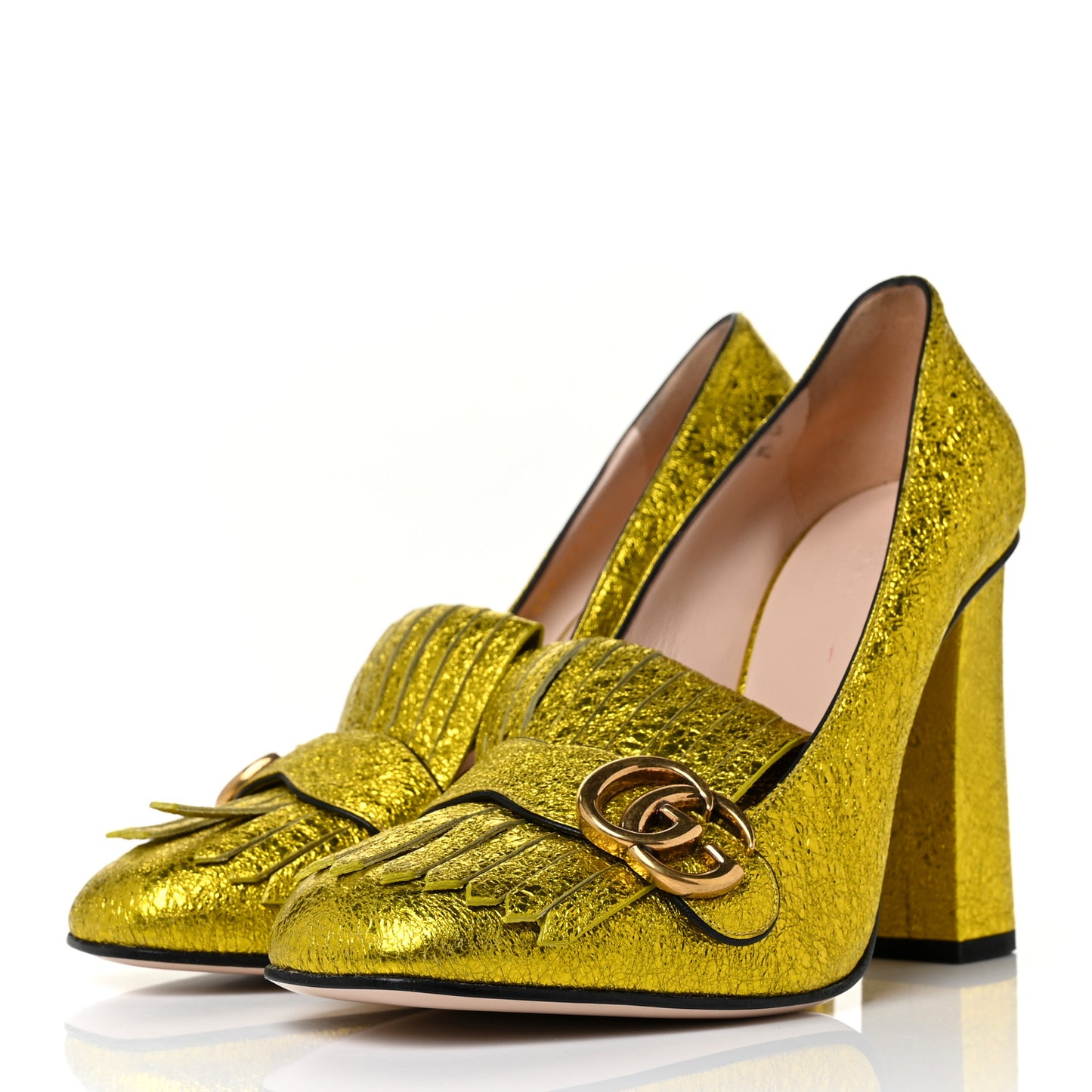 Galassia GG Marmont Fringe 105mm Loafer Pumps 41 Mimosa