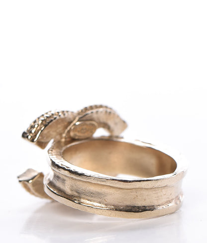 Chanel Glitter Enamel CC Ring 5.75 Grey Gold 3 of 5