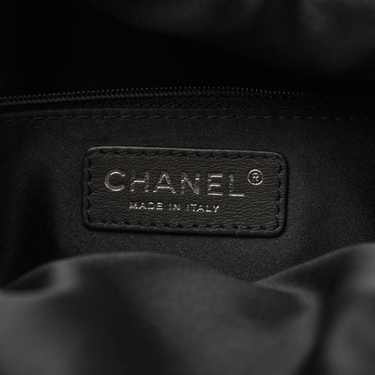 Chanel Lambskin Quilted Jumbo Grocery By Chanel Drawstring Shopping Bag Black 10 of 25