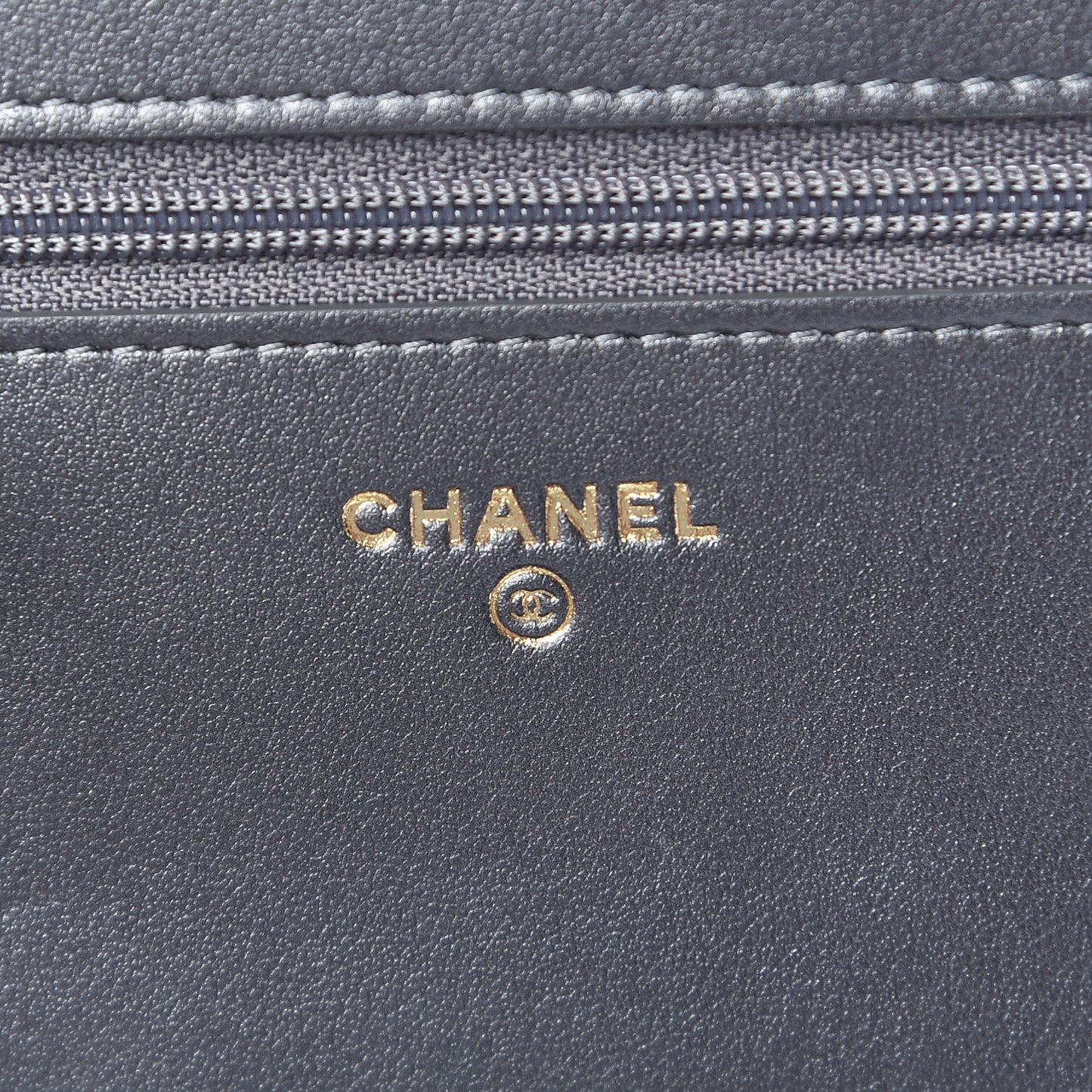 Iridescent Calfskin Velvet Stripe Wallet On Chain WOC Purple