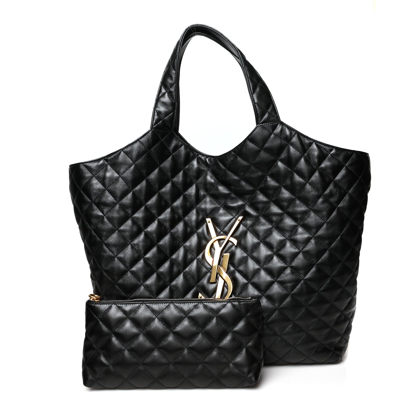 Lambskin Quilted Maxi Icare Shopping Tote Black