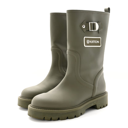 Louis Vuitton Rubber Calfskin Territory Flat Boots 37 Khaki 4 of 9