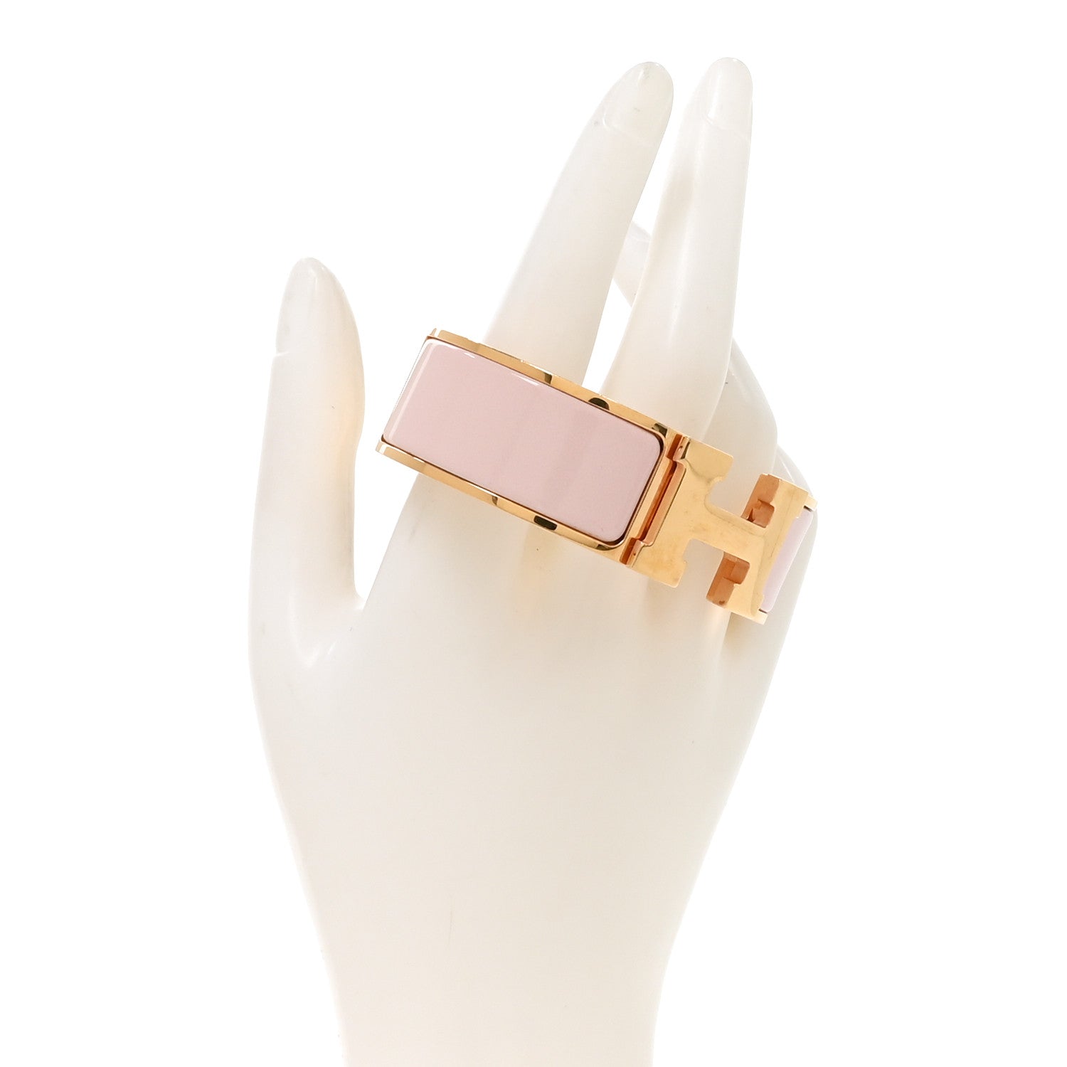 Hermes Enamel Wide Clic Clac H Bracelet GM Rose Candeur 2 of 5