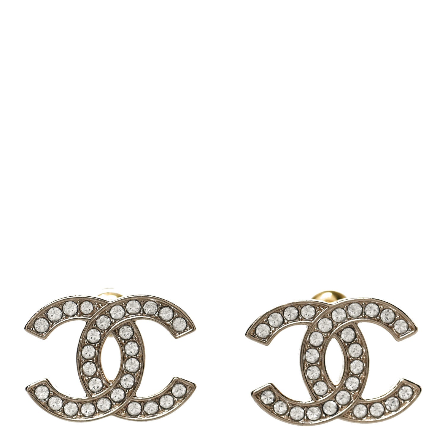 Chanel Crystal CC Earrings Gold 1 of 4