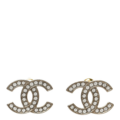 Chanel Crystal CC Earrings Gold 1 of 4