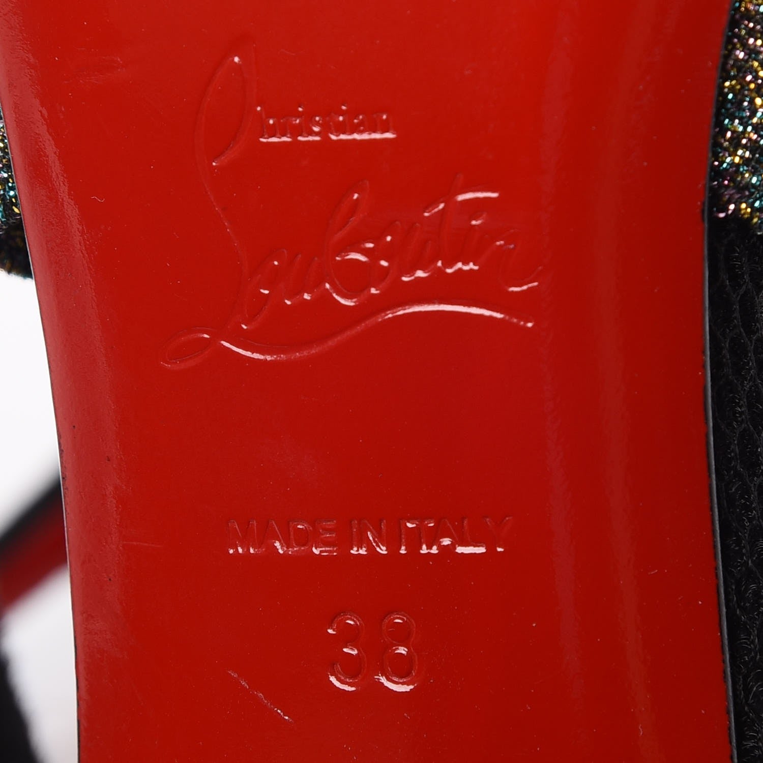 Christian Louboutin Specchio Suede Calfskin Elastagram 100 Sandals 38 Black Multi 8 of 9