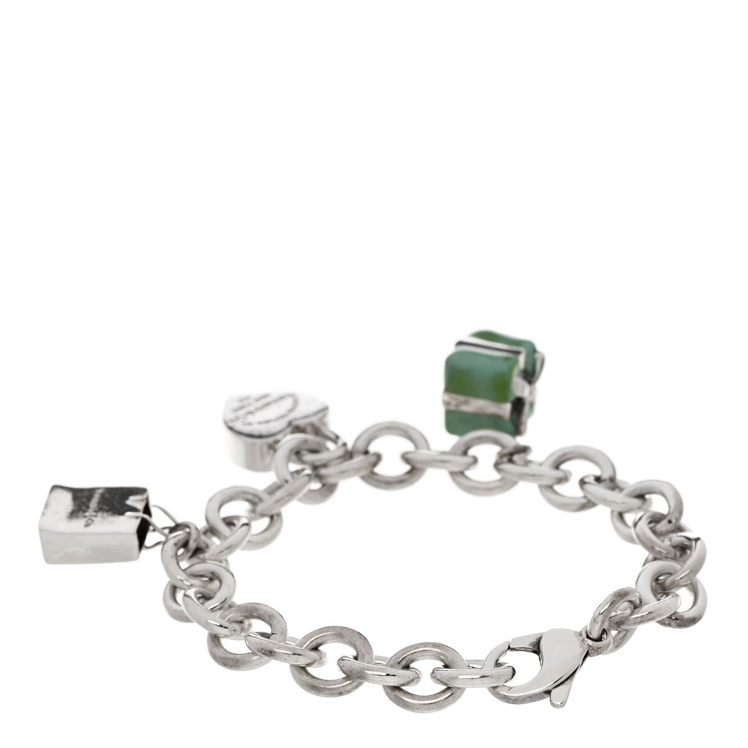 Tiffany Sterling Silver Enamel Three Charm Bracelet Blue 2 of 5