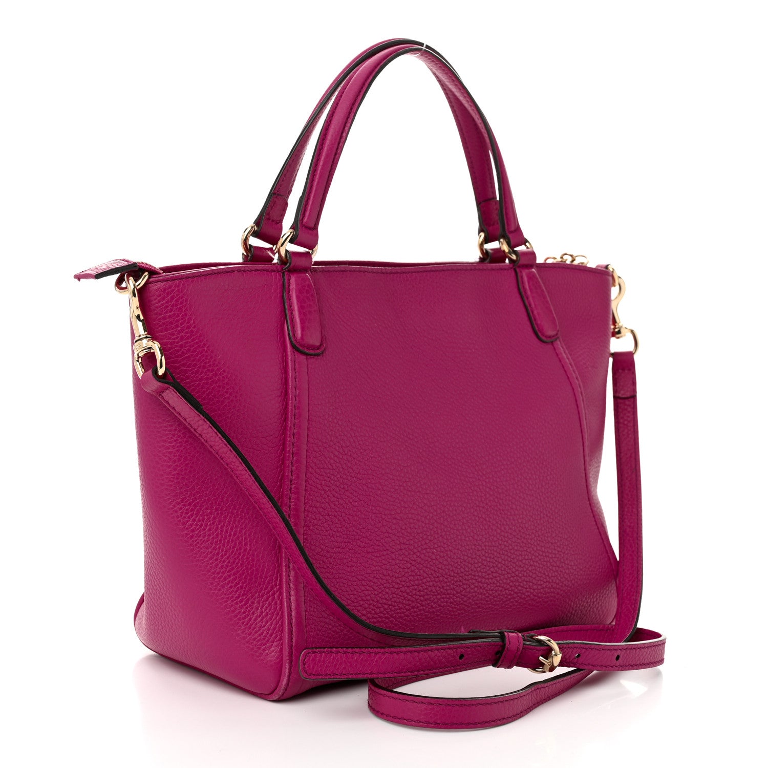 Gucci Pebbled Calfskin Small Soho Top Handle Bag Bright Bougainvillea 3 of 12