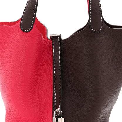 Hermes Taurillon Clemence Casaque Picotin Lock 18 PM Rouge Sellier Framboise 8 of 10