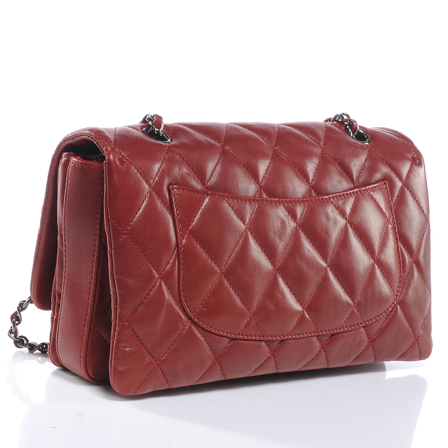 Chanel Lambskin Quilted 3 Flap Red 3 of 7