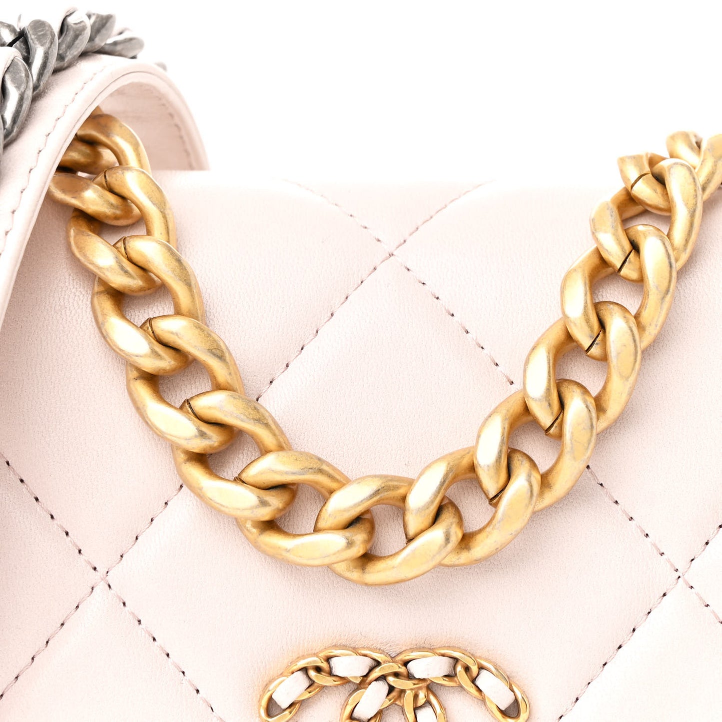 Lambskin Quilted Chanel 19 Wallet On Chain WOC Light Pink