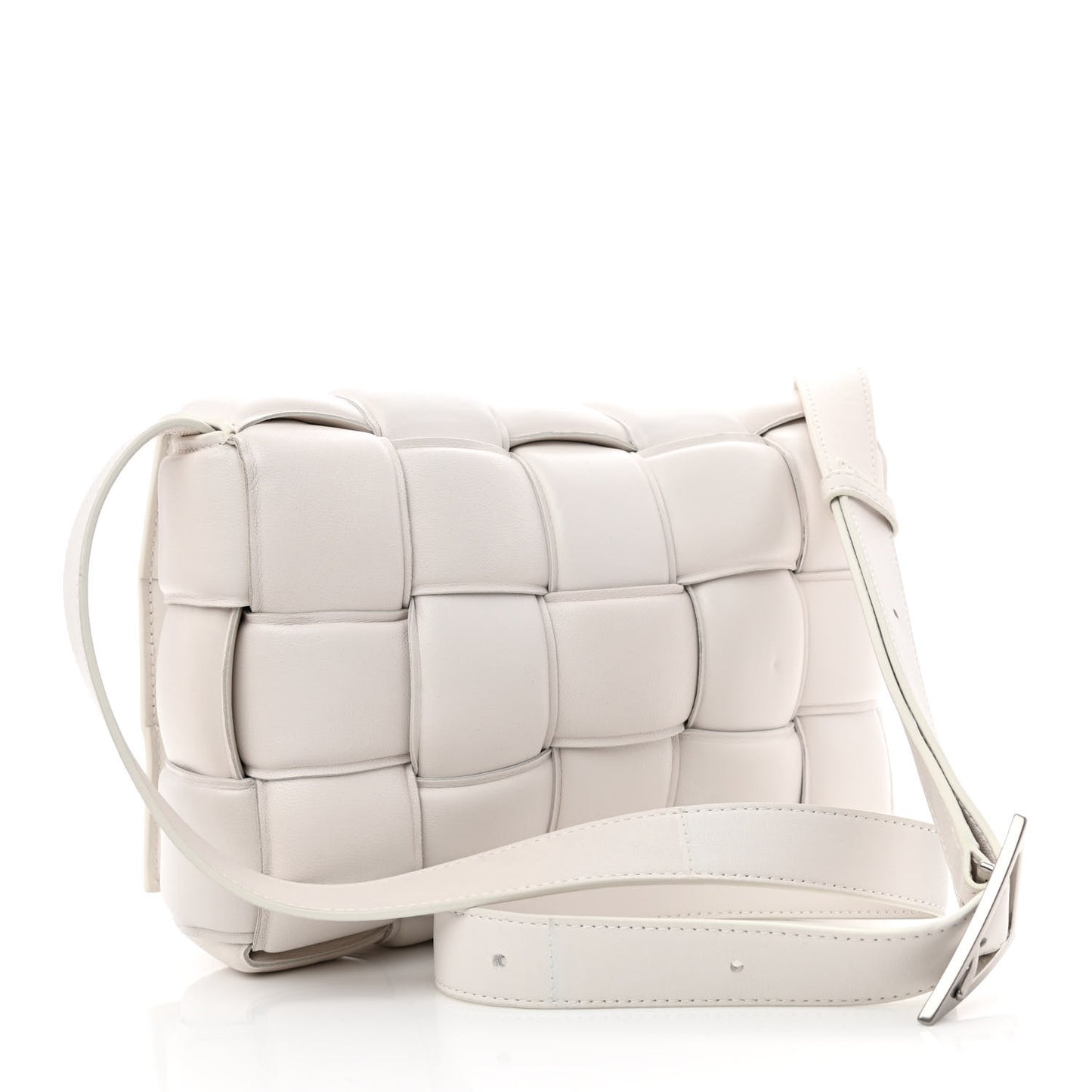Nappa Maxi Intreccio Padded Cassette Crossbody Bag Chalk