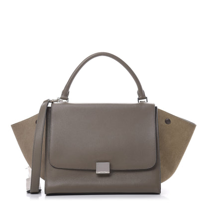 Celine Drummed Calfskin Suede Medium Trapeze Souris 1 of 8