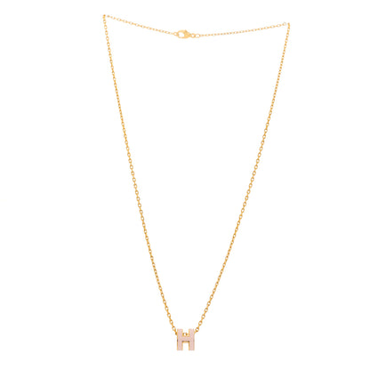 Hermes Lacquered Gold Mini Pop H Pendant Necklace Rose Dragee 4 of 7