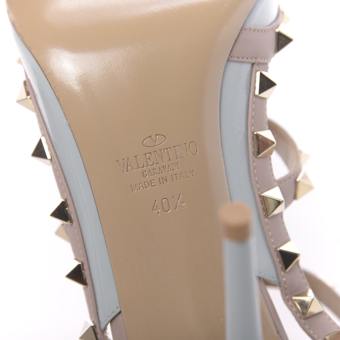 Patent Nappa Rockstud Ankle Strap 100mm Pumps 40.5 Sky Sorbet Poudre