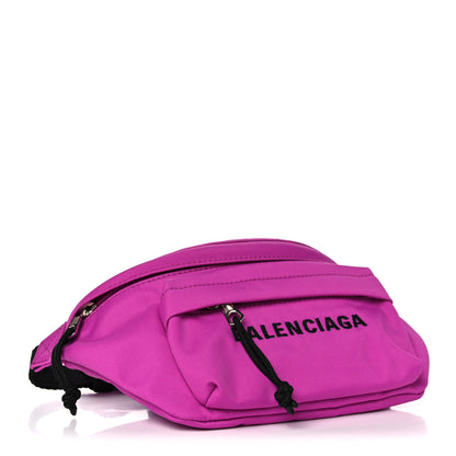 Balenciaga Sport Nylon Logo Embroidered Small Wheel Beltpack Fuchsia Black 4 of 9