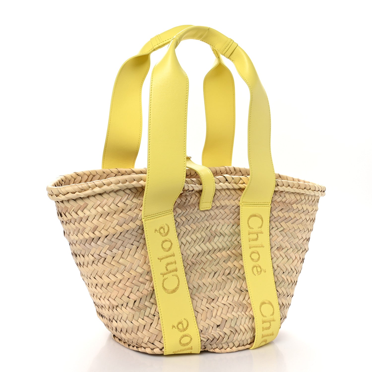 Chloe Raffia Smooth Calfskin Medium Sense Basket Daffodil Yellow 3 of 10