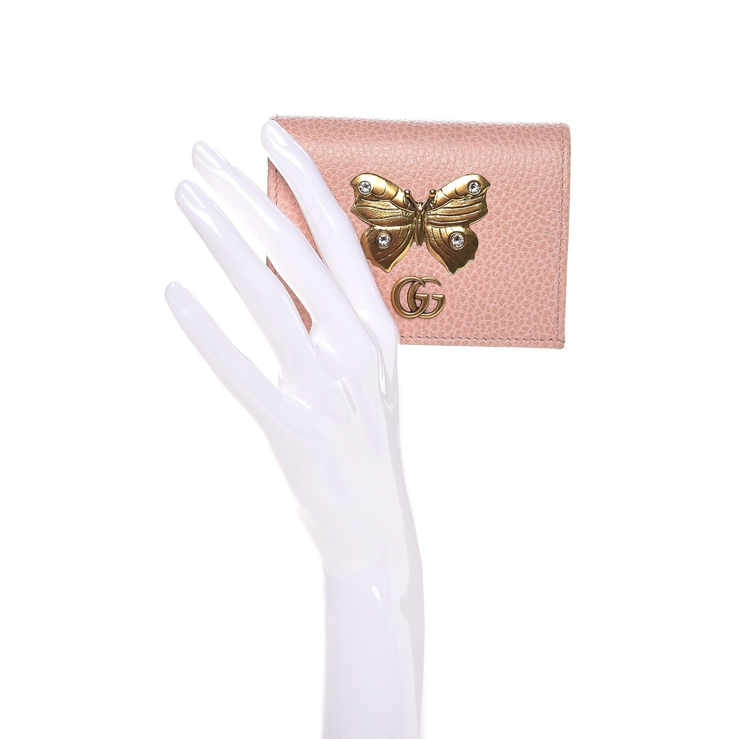 Gucci Pebbled Calfskin Butterfly Card Case Perfect Pink 2 of 6