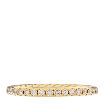 David Yurman 18K Yellow Gold Diamond 2.2mm Cable Collectibles Band Ring 56 7.5 1 of 5