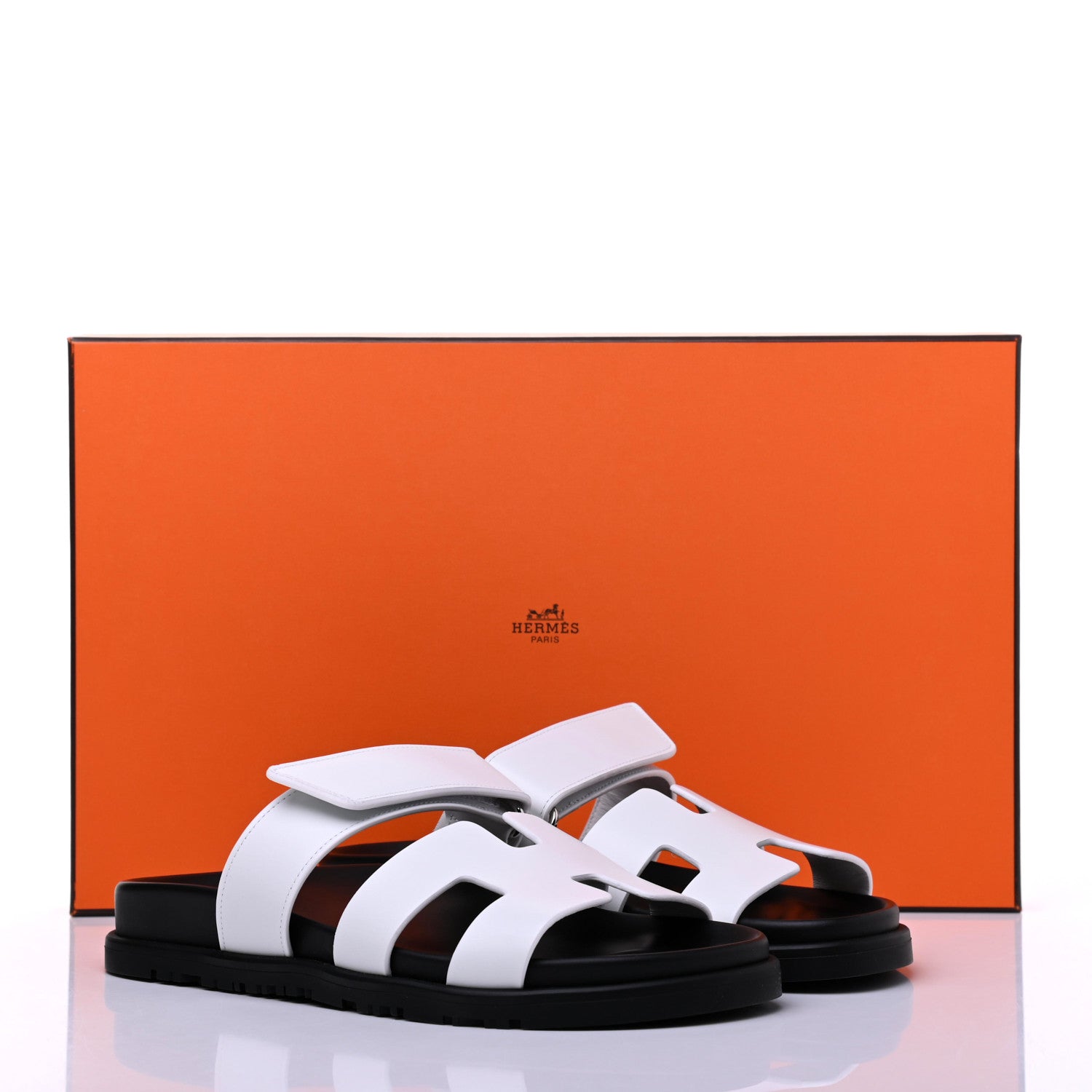 Hermes Calfskin Womens Chypre Sandals 36.5 White 10 of 10