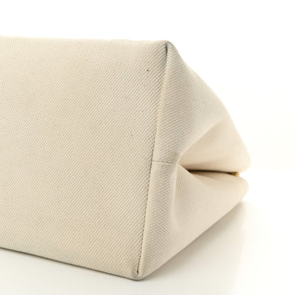 Celine Canvas Calfskin Logo Print Small Horizontal Cabas Natural Tan 12 of 12