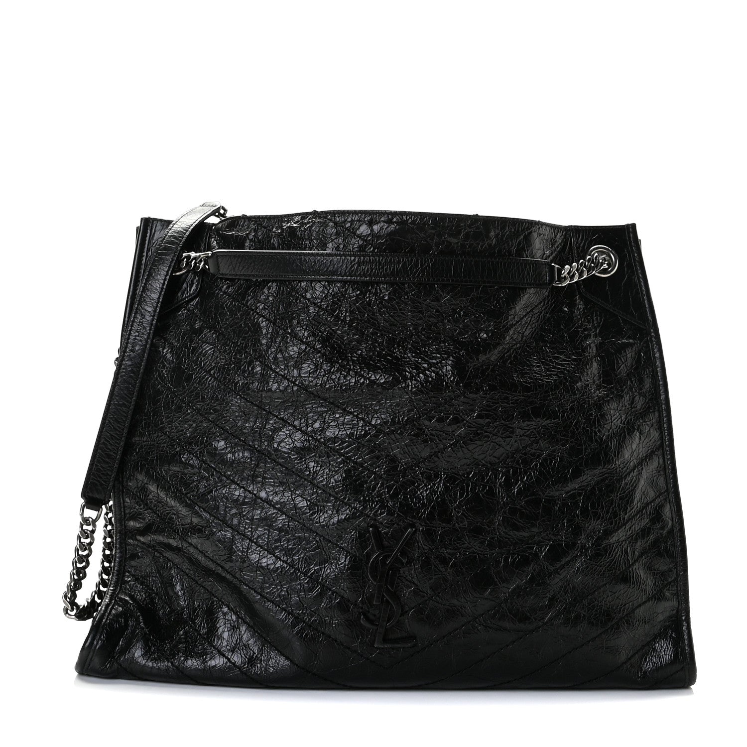 Saint Laurent Crinkled Calfskin Matelasse Monogram Niki Shoulder Bag Black 1 of 9