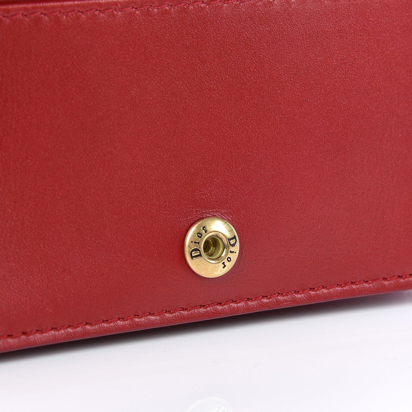 Lambskin Cannage Studded Lady Dior Card Holder Red