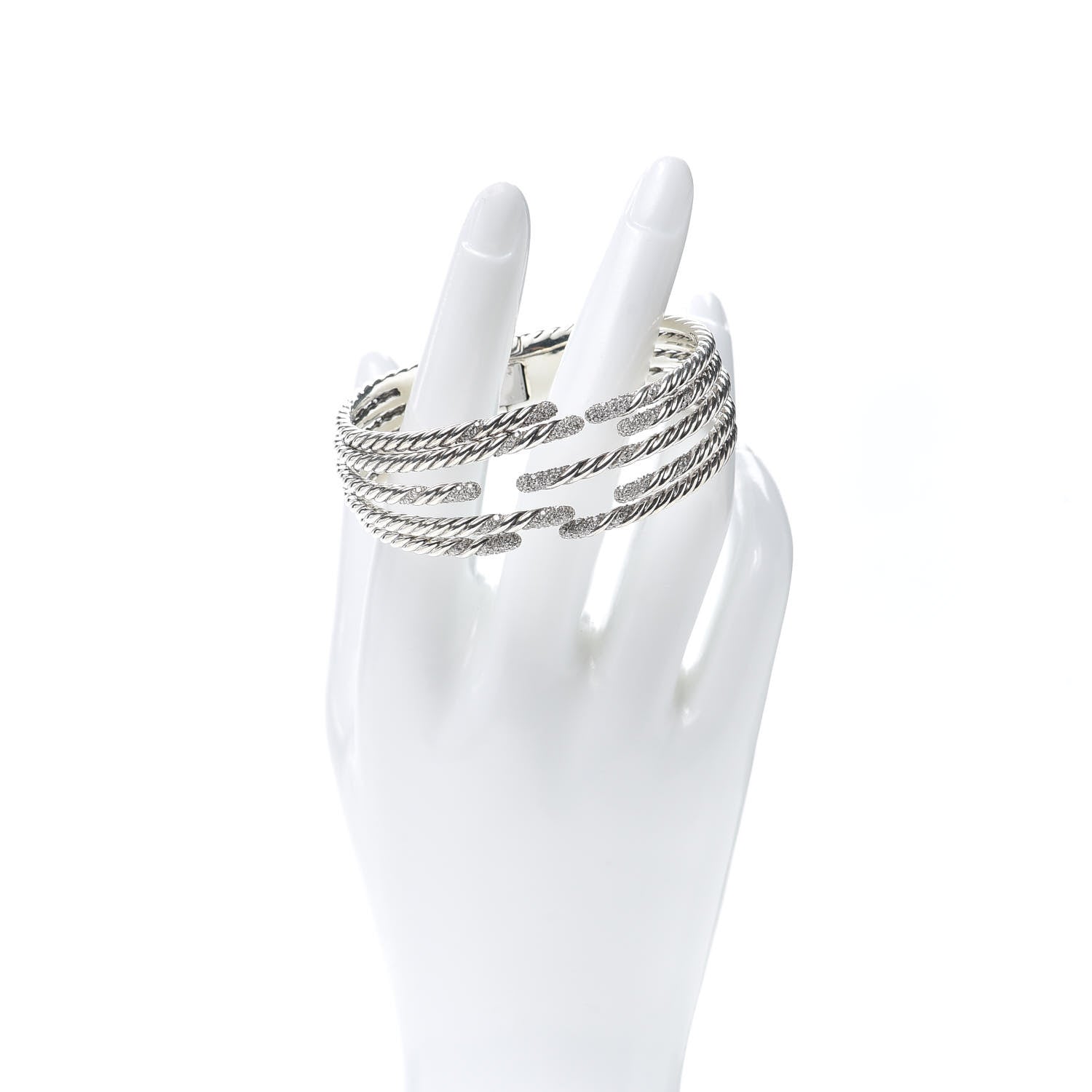 David Yurman Sterling Silver Diamond 5-Row Open Willow Bracelet 2 of 4