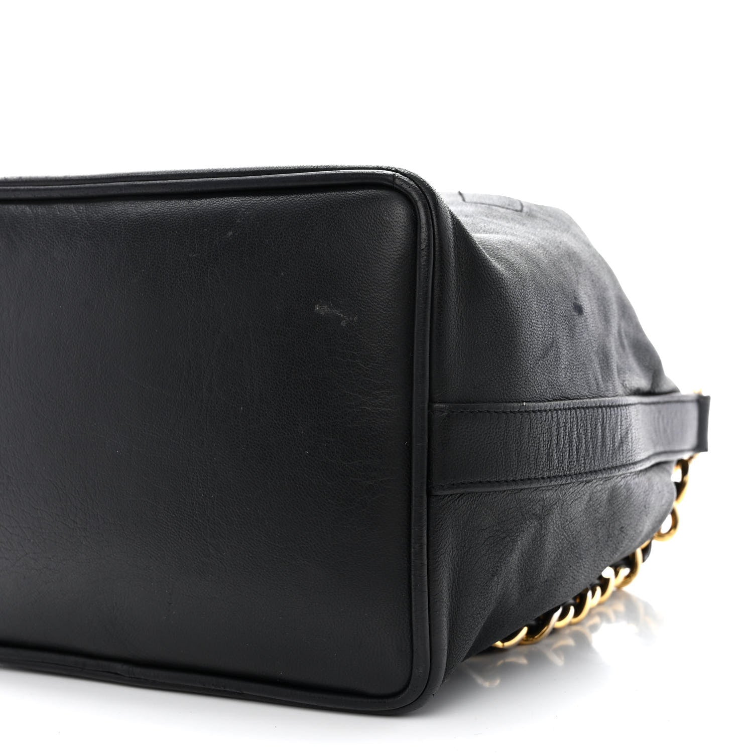 Chanel Lambskin CC Stitched Drawstring Bucket Bag Black 10 of 10