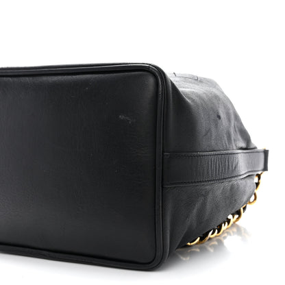 Chanel Lambskin CC Stitched Drawstring Bucket Bag Black 10 of 10