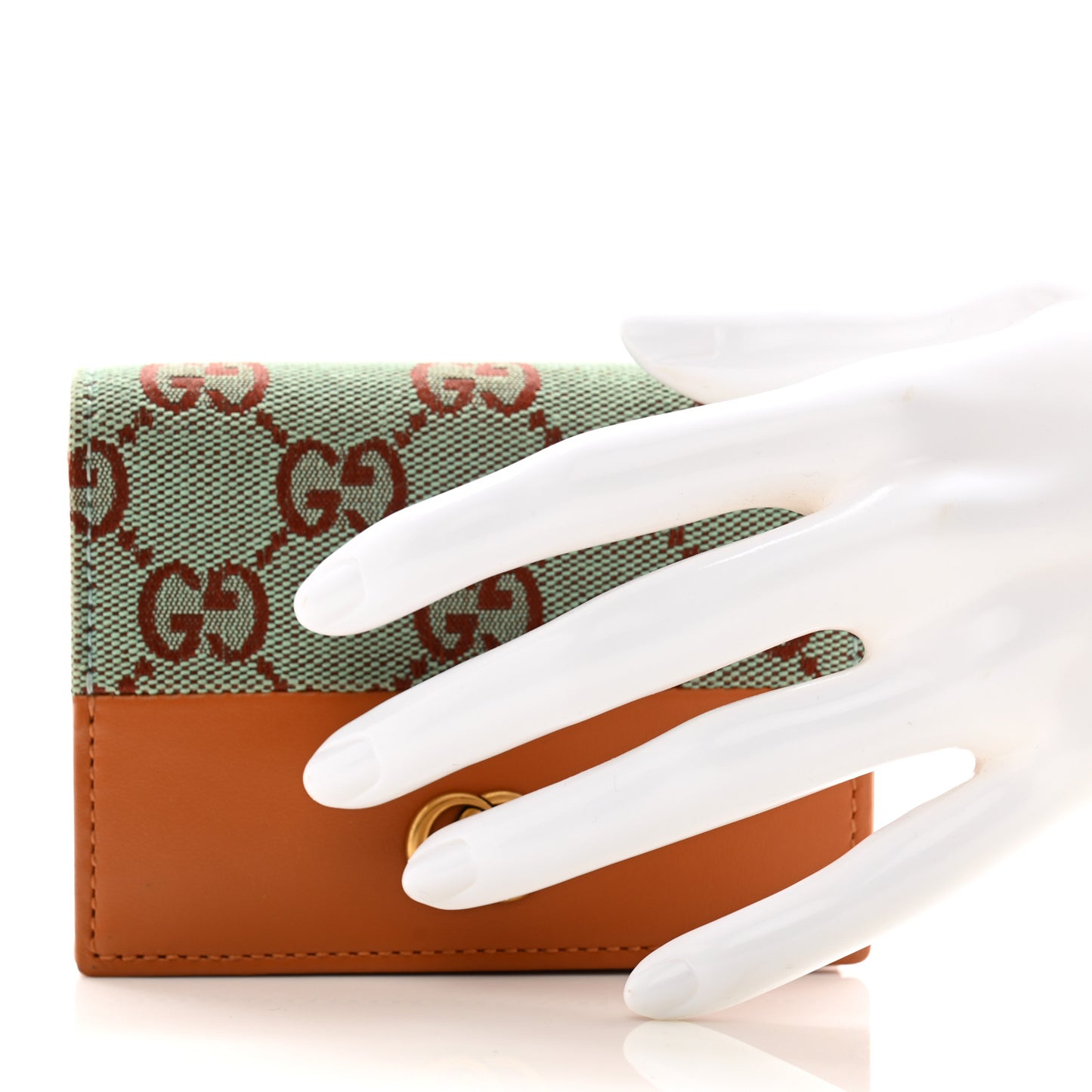 Moire Calfskin Monogram Bi-Fold Card Case Pale Blue Brown