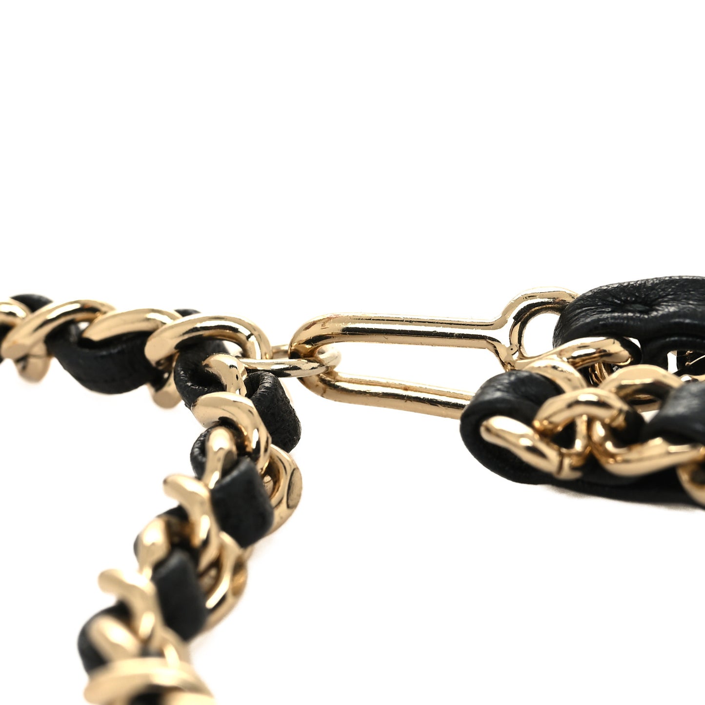Lambskin Enamel CC Chain Belt Black Gold