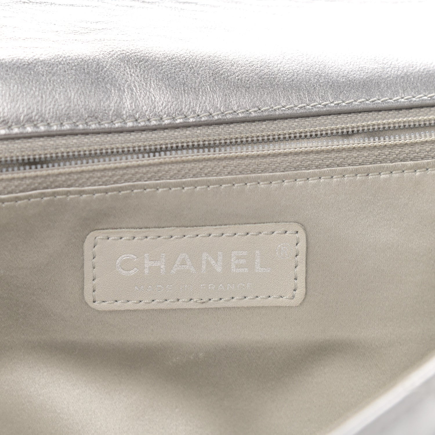 Chanel Metallic Lambskin Quilted Medium Leo Lion Flap Clutch Silver 5 of 12