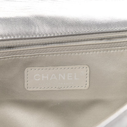 Chanel Metallic Lambskin Quilted Medium Leo Lion Flap Clutch Silver 5 of 12