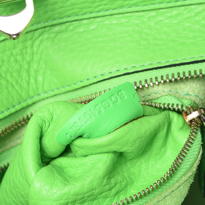 Valentino Garavani Pebbled Calfskin Small Rockstud Double Handle Tote Green Fluo 9 of 15
