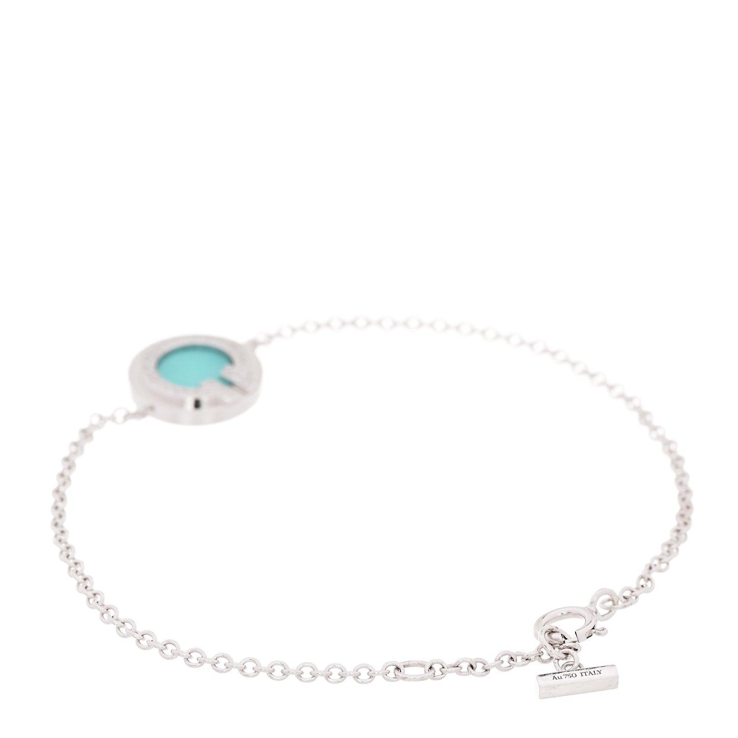 18K White Gold Diamond Turquoise T Circle Bracelet