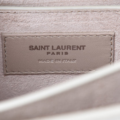 Saint Laurent Calfskin Crocodile Embossed Medium Monogram Sunset Icy White 6 of 11