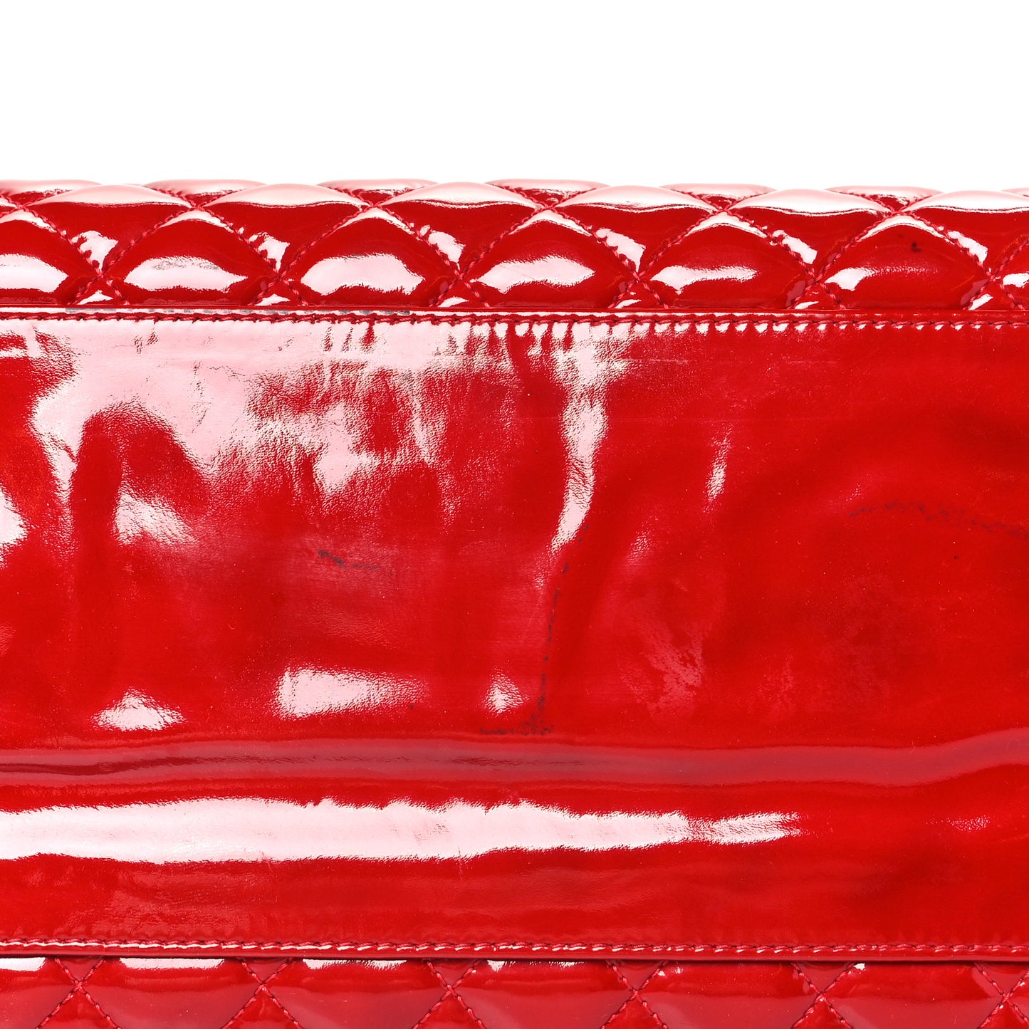 Patent Quilted Large Just Mademoiselle Bowling Bag Red