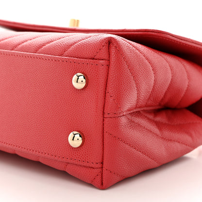 Chanel Caviar Chevron Quilted Mini Coco Handle Flap Red 10 of 10