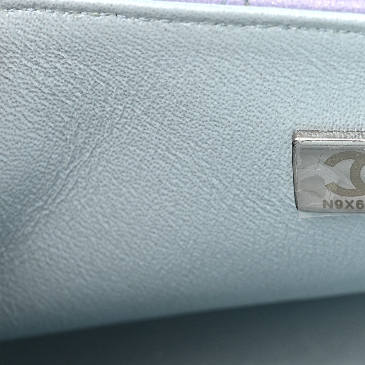 Chanel Perforated Lambskin Quilted Mini Rectangular Flap Light Blue Light Purple White 7 of 11