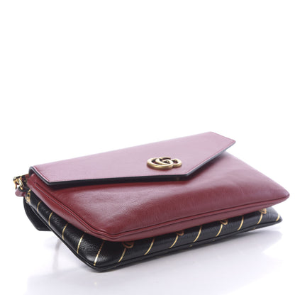 Gucci Calfskin Diagonal GG Medium Thiara Double Envelope Shoulder Bag Black Red 4 of 12