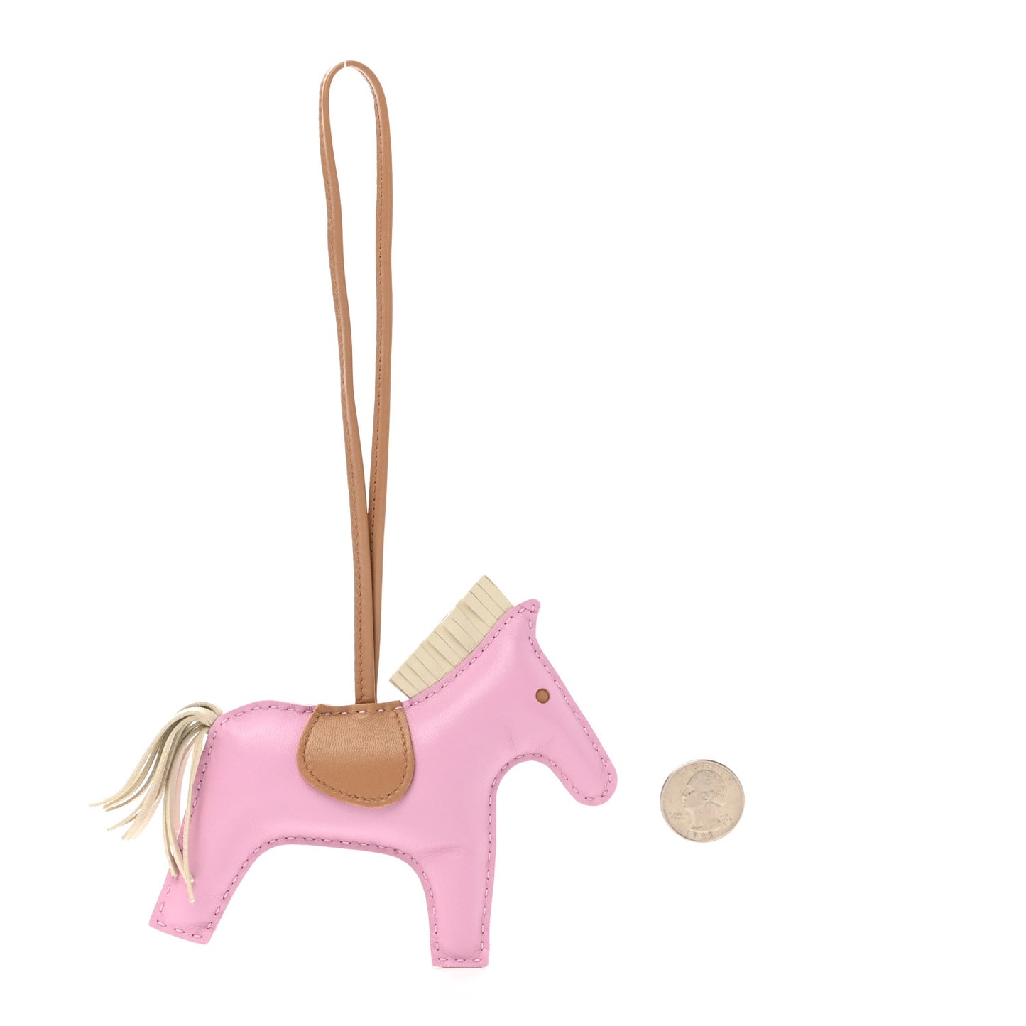 Milo Lambskin Grigri Rodeo Horse Bag Charm MM Mauve Sylvestre Craie Chai