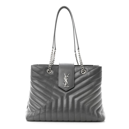 Saint Laurent Calfskin Y Quilted Monogram Large Loulou Shopper Storm 1 of 9